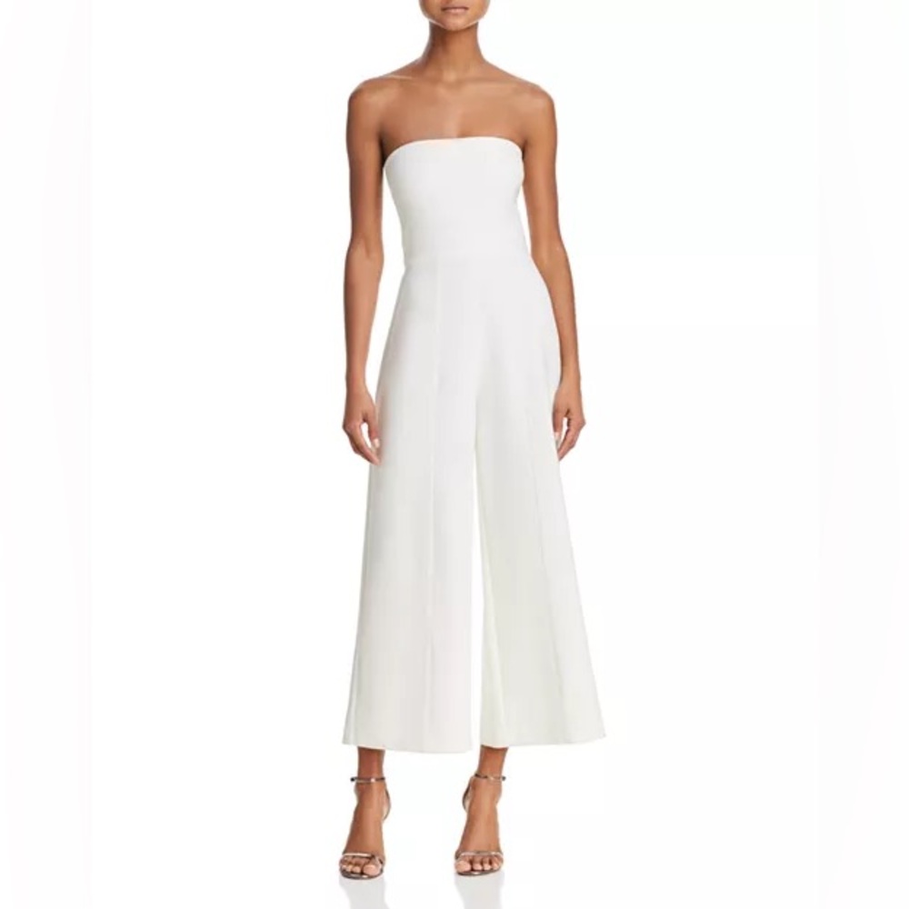 LIKELY Isla Strapless Crop Jumpsuit Tied Waist White Size 6